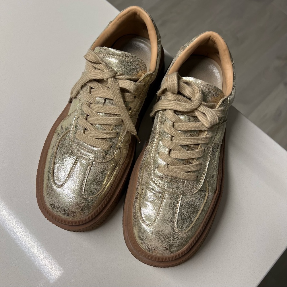 Gold Metallic Sneakers Boots Shoes